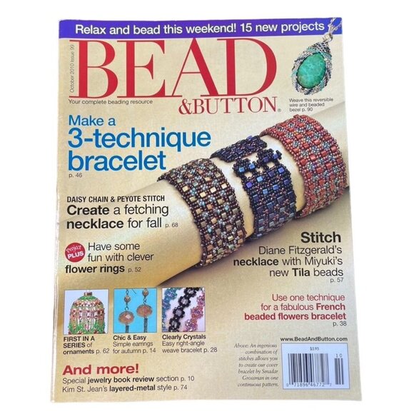Bead & Button Magazine Jewelry Crafting Book u Oct 2010 Issue 99 3 Technique Bra - Picture 1 of 8